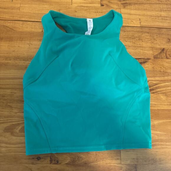 Lululemon Wunder Train Racerback Tank Top High Neck Crop Kelly Green Size 4 - Picture 2 of 6